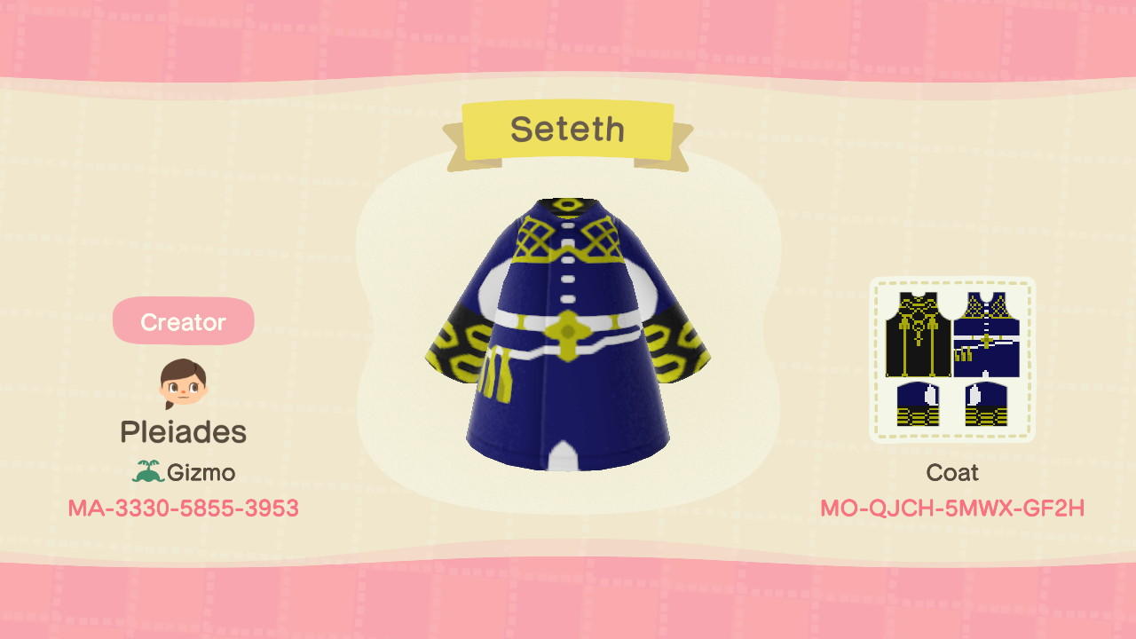 Animal Crossing Design Code: MO-QJCH-5MWX-GF2H Seteth