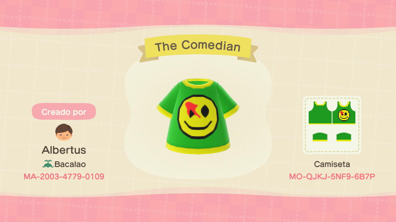 Animal Crossing Design Code: MO-QJKJ-5NF9-6B7P The Comedian