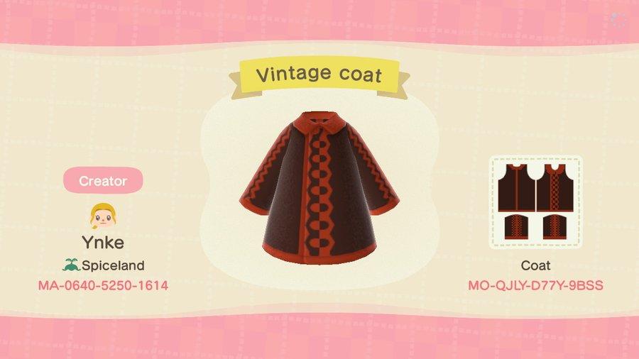 Animal Crossing Design Code: MO-QJLY-D77Y-9BSS Vintage Coat