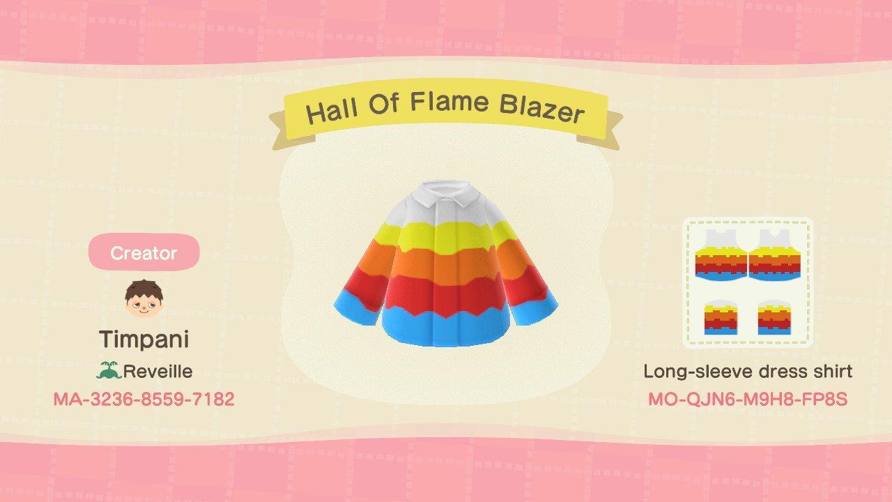 Animal Crossing Design Code: MO-QJN6-M9H8-FP8S Hall of Flame Blazer