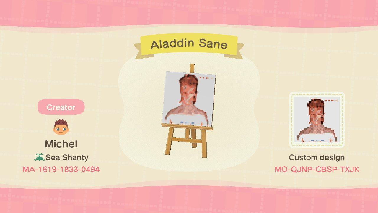 Animal Crossing Design Code: MO-QJNP-CBSP-TXJK Aladdin Sane