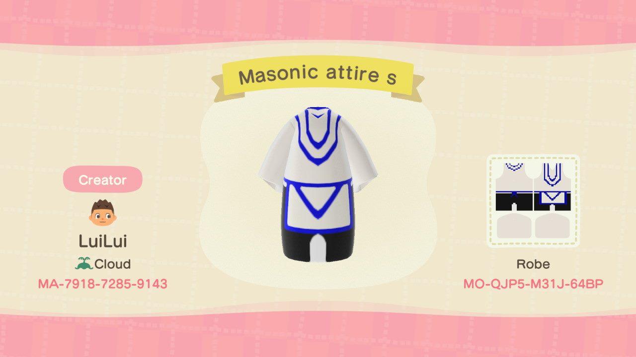 Animal Crossing Design Code: MO-QJP5-M31J-64BP Masonic attire s