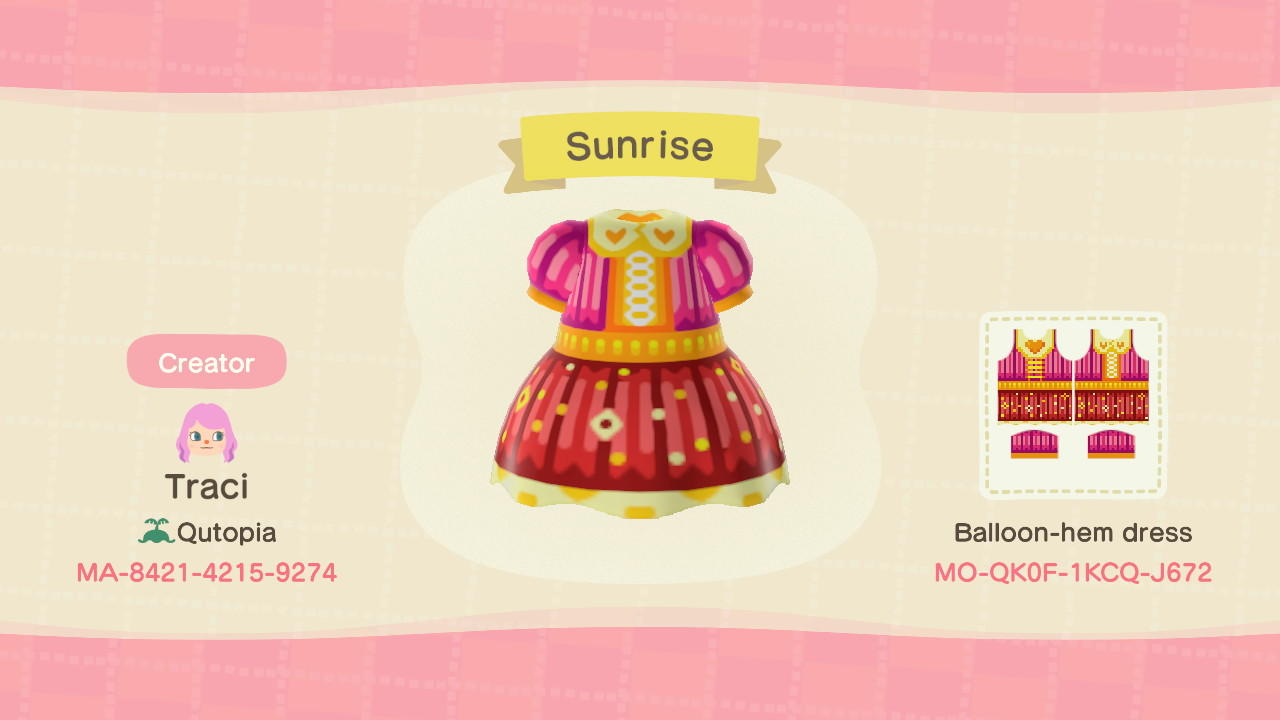 Animal Crossing Design Code: MO-QK0F-1KCQ-J672 Sunrise