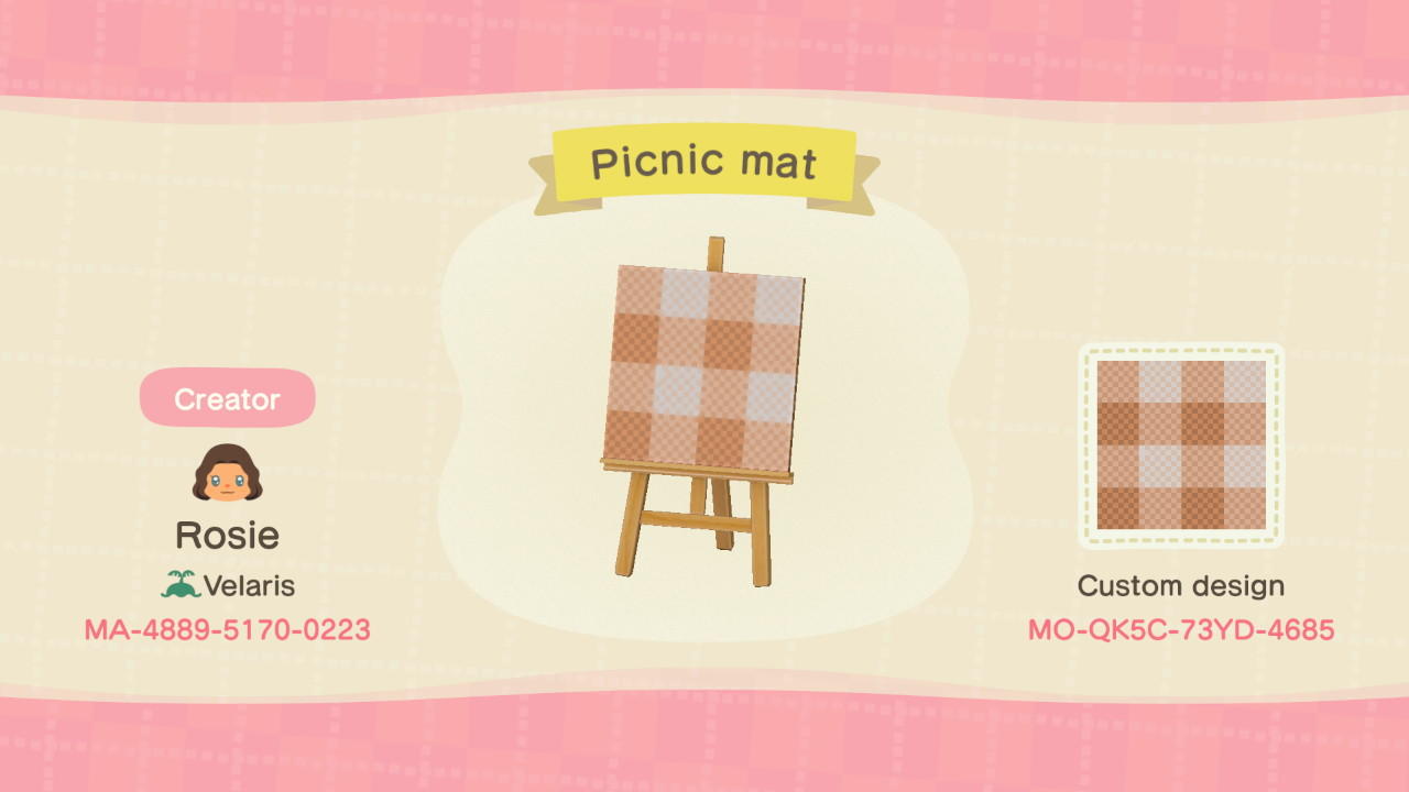 Animal Crossing Design Code: MO-QK5C-73YD-4685 Beige Picnic Mat