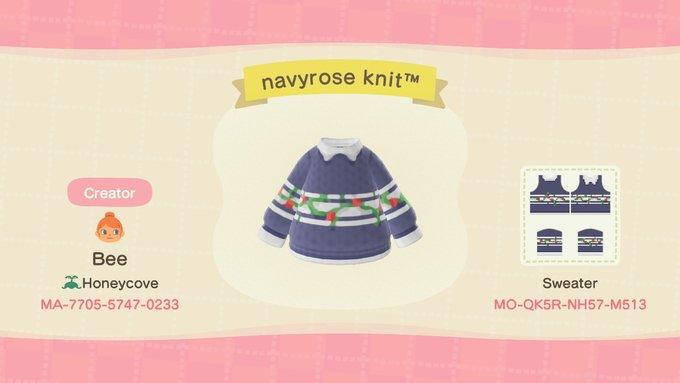 Animal Crossing Design Code: MO-QK5R-NH57-M513 navyrose knitâ„¢