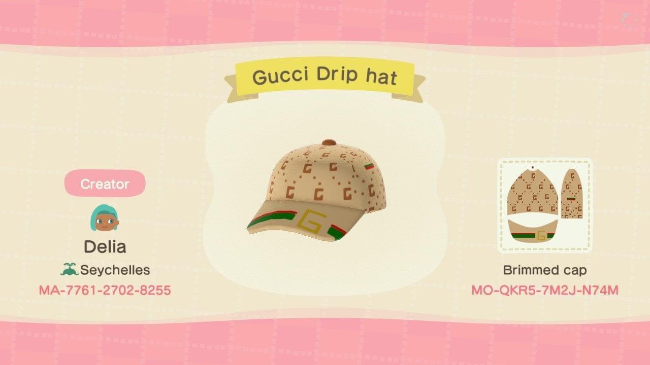 Animal Crossing Design Code: MO-QKR5-7M2J-N74M Gucci Drip Cap