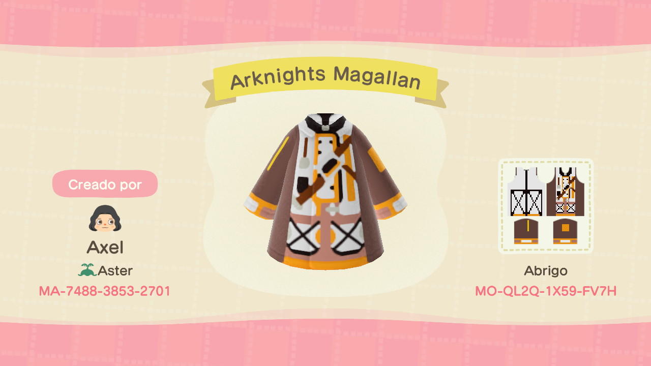 Animal Crossing Design Code: MO-QL2Q-1X59-FV7H Arknights Magallan
