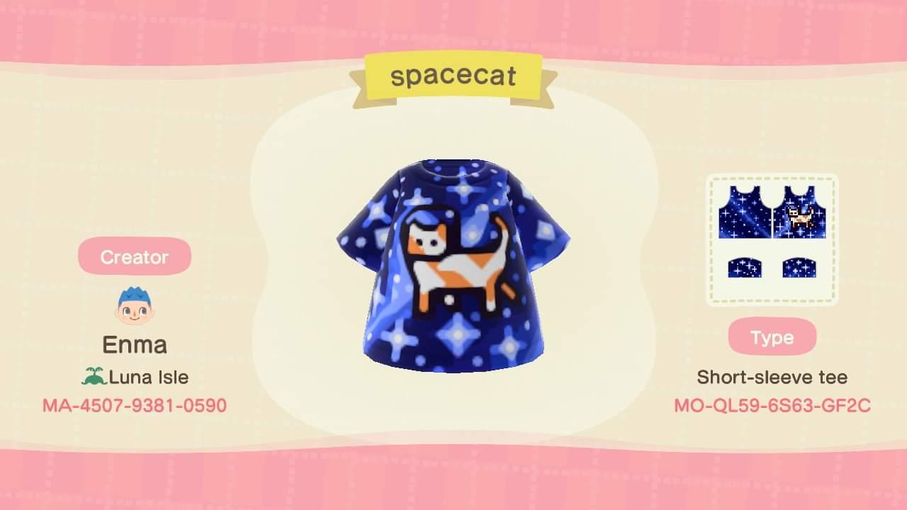 Animal Crossing Design Code: MO-QL59-6S63-GF2C Space cat shirt