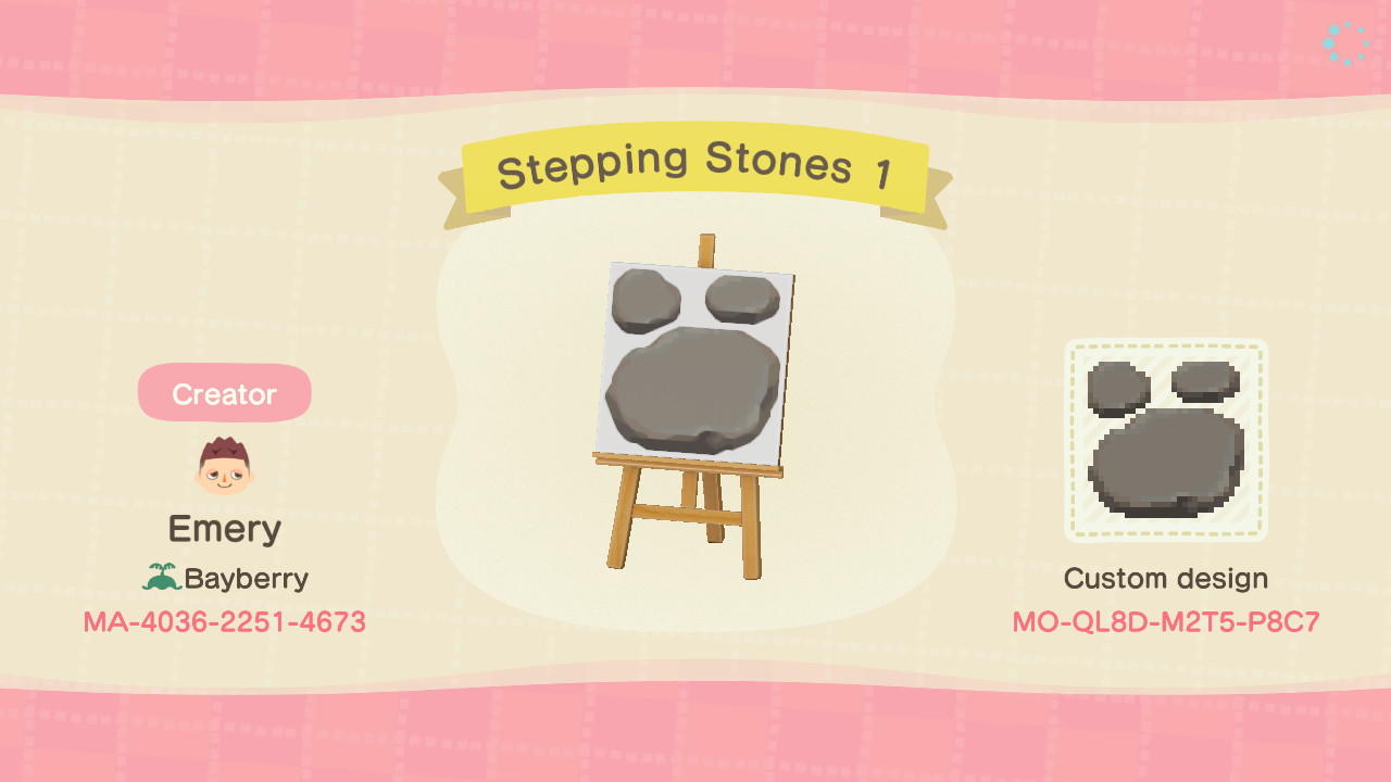 Animal Crossing Design Code: MO-QL8D-M2T5-P8C7 Stepping Stones 1