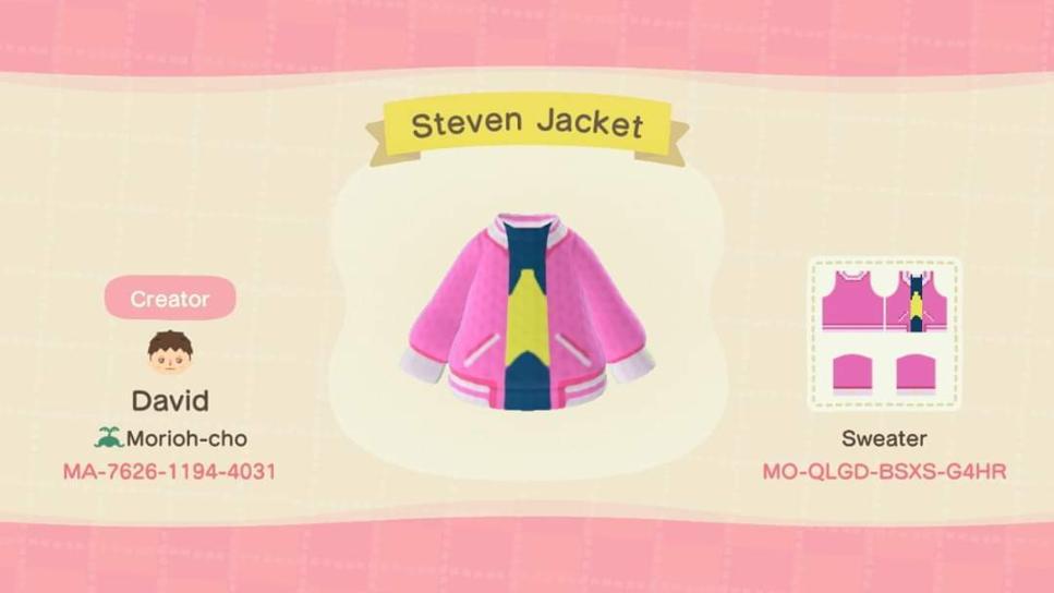 Animal Crossing Design Code: MO-QLGD-BSXS-G4HR Steven Jacket