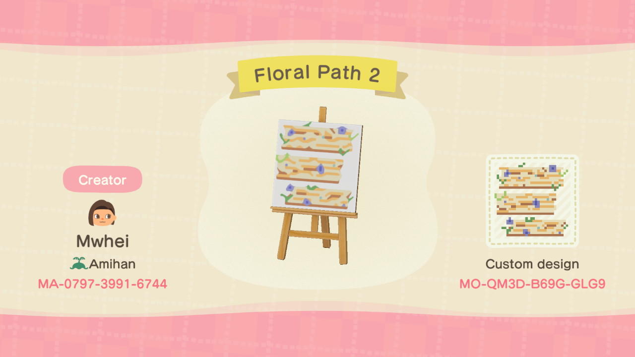 Animal Crossing Design Code: MO-QM3D-B69G-GLG9 Floral Path 2