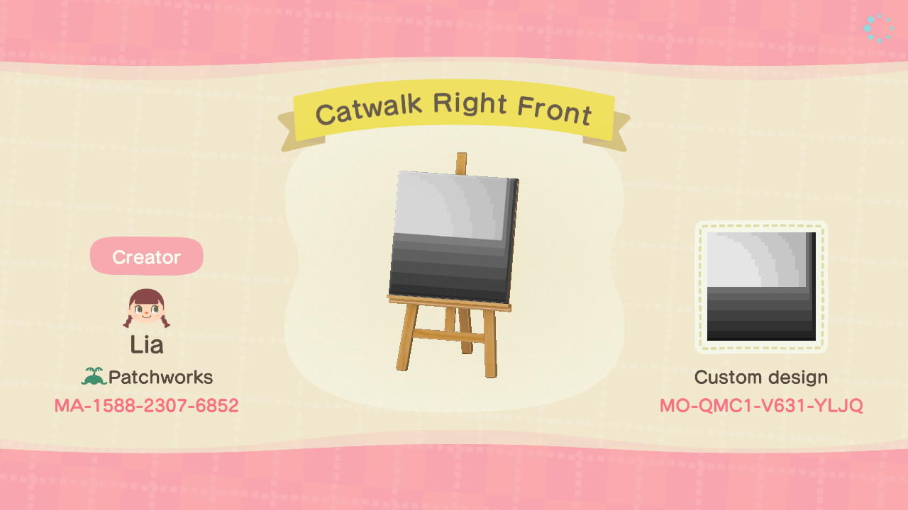 Animal Crossing Design Code: MO-QMC1-V631-YLJQ Catwalk Right Front