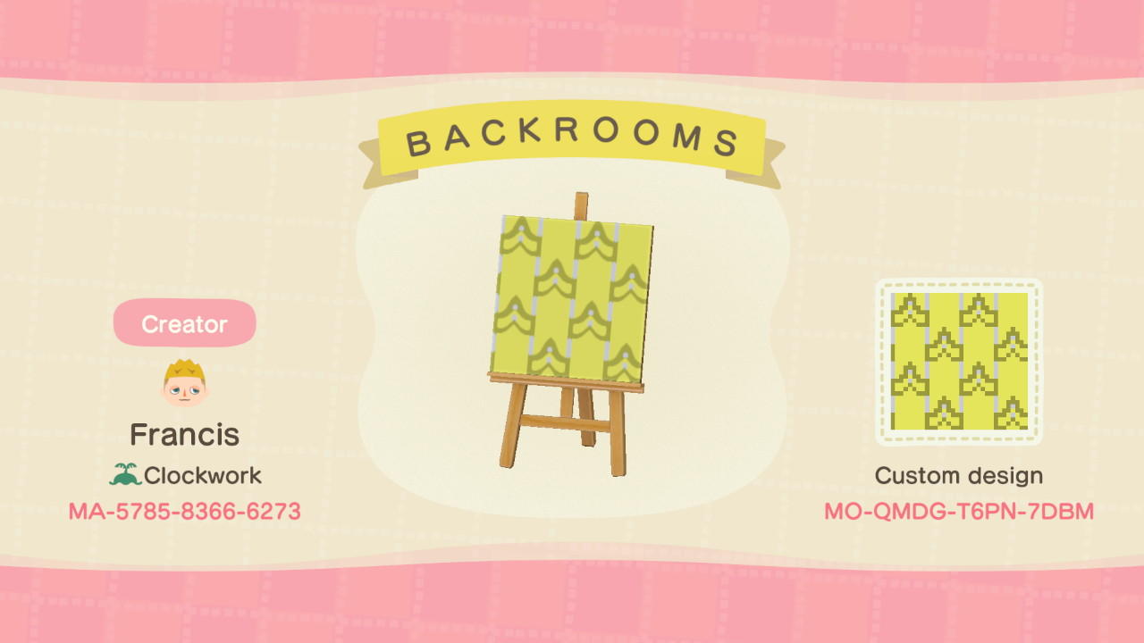 Animal Crossing Design Code: MO-QMDG-T6PN-7DBM B A C K R O O M S