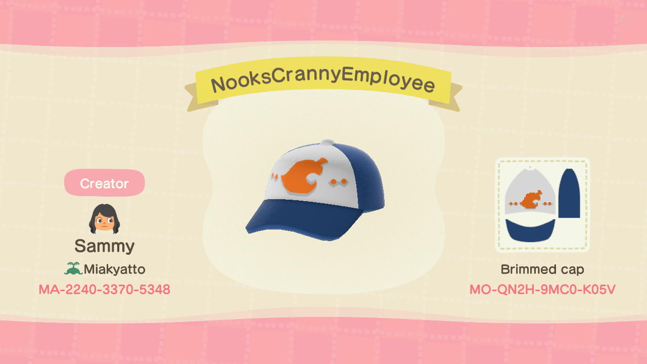 Animal Crossing Design Code: MO-QN2H-9MC0-K05V NooksCrannyEmployee