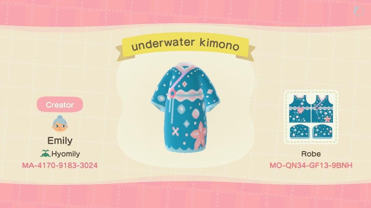 Animal Crossing Design Code: MO-QN34-GF13-9BNH Underwater kimono