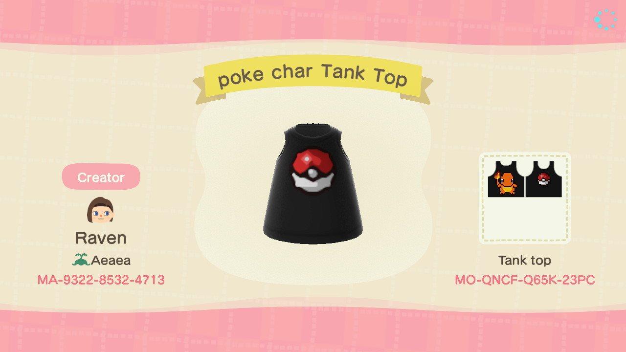 Animal Crossing Design Code: MO-QNCF-Q65K-23PC Poke Char Tank Top