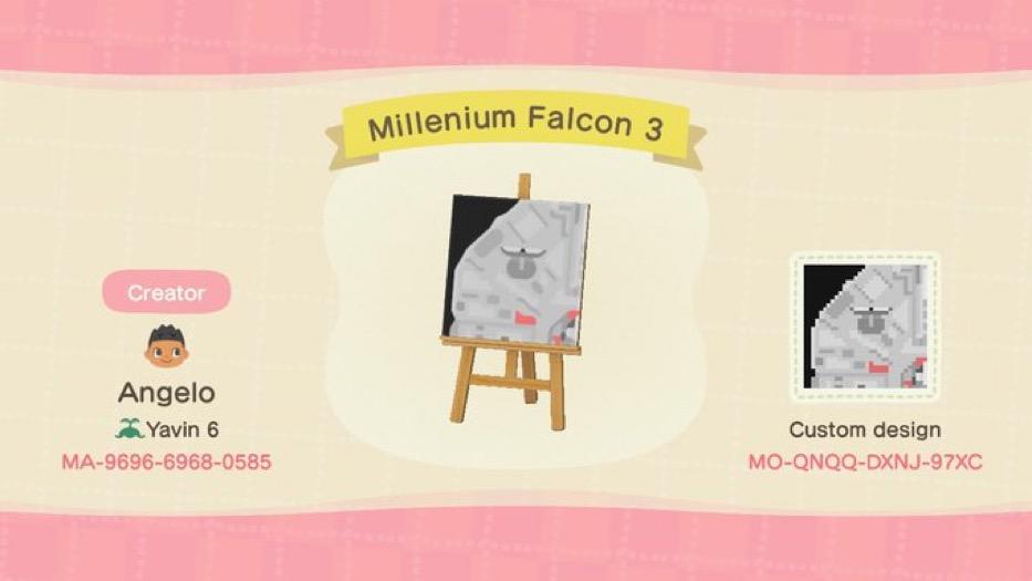 Animal Crossing Design Code: MO-QNQQ-DXNJ-97XC Millennium Falcon 3