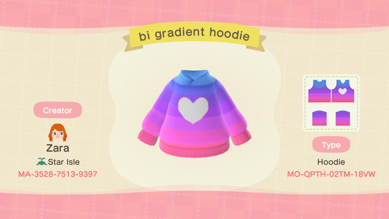 Animal Crossing Design Code: MO-QPTH-02TM-18VW bi gradient hoodie