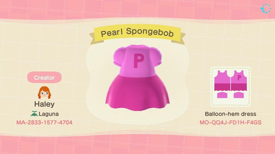 Animal Crossing Design Code: MO-QQ4J-FD1H-F4GS Pearl Spongebob