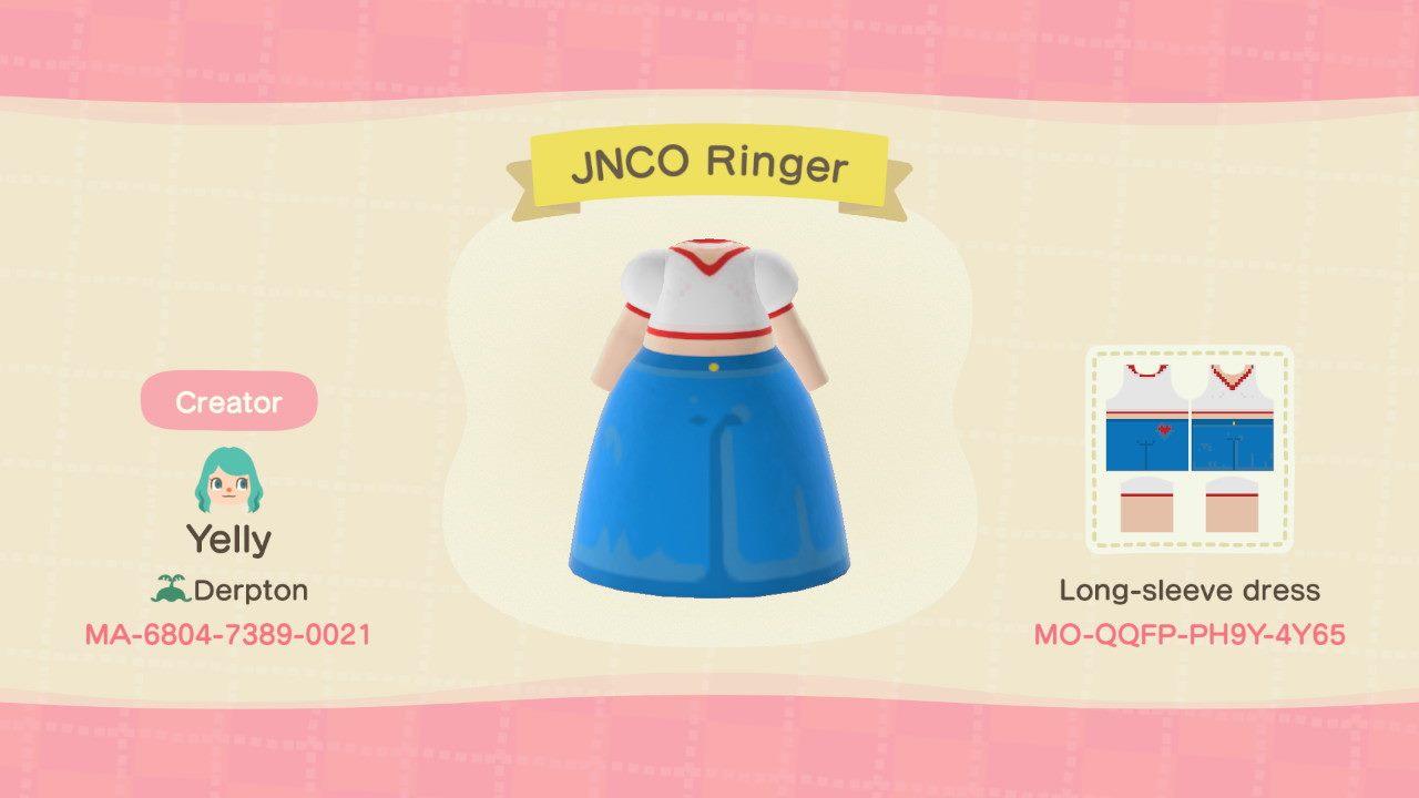 Animal Crossing Design Code: MO-QQFP-PH9Y-4Y65 JNCO Ringer