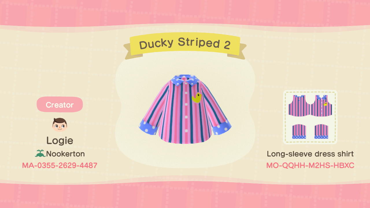 Animal Crossing Design Code: MO-QQHH-M2HS-HBXC Ducky Striped 2