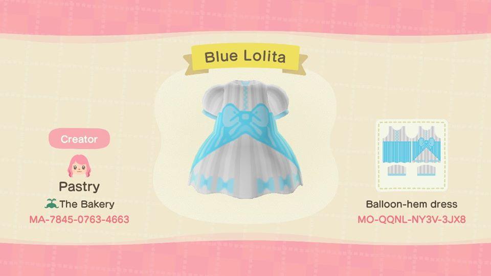 Animal Crossing Design Code: MO-QQNL-NY3V-3JX8 Blue Lolita