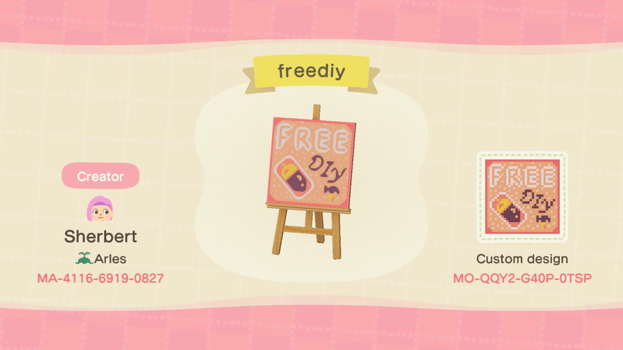 Animal Crossing Design Code: MO-QQY2-G40P-0TSP Free DIY Sign