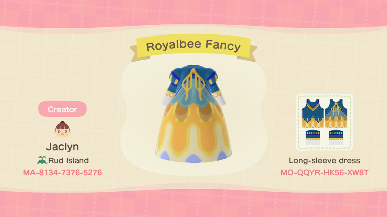 Animal Crossing Design Code: MO-QQYR-HK56-XW8T Royalbee Fancy