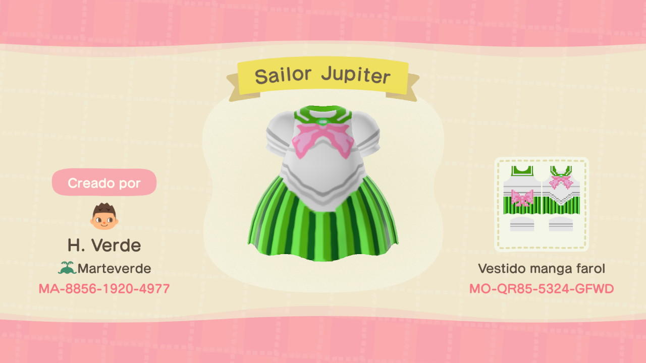 Animal Crossing Design Code: MO-QR85-5324-GFWD Sailor Jupiter