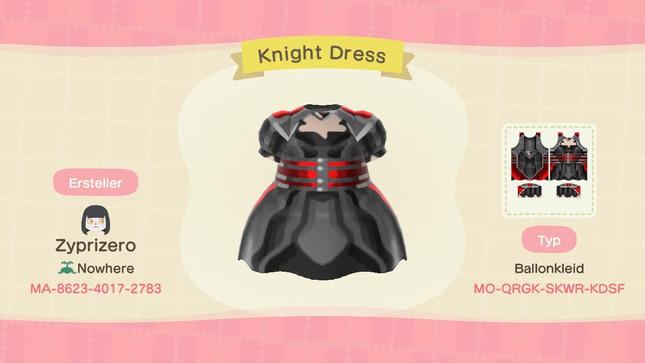 Animal Crossing Design Code: MO-QRGK-SKWR-KDSF Knight Dress