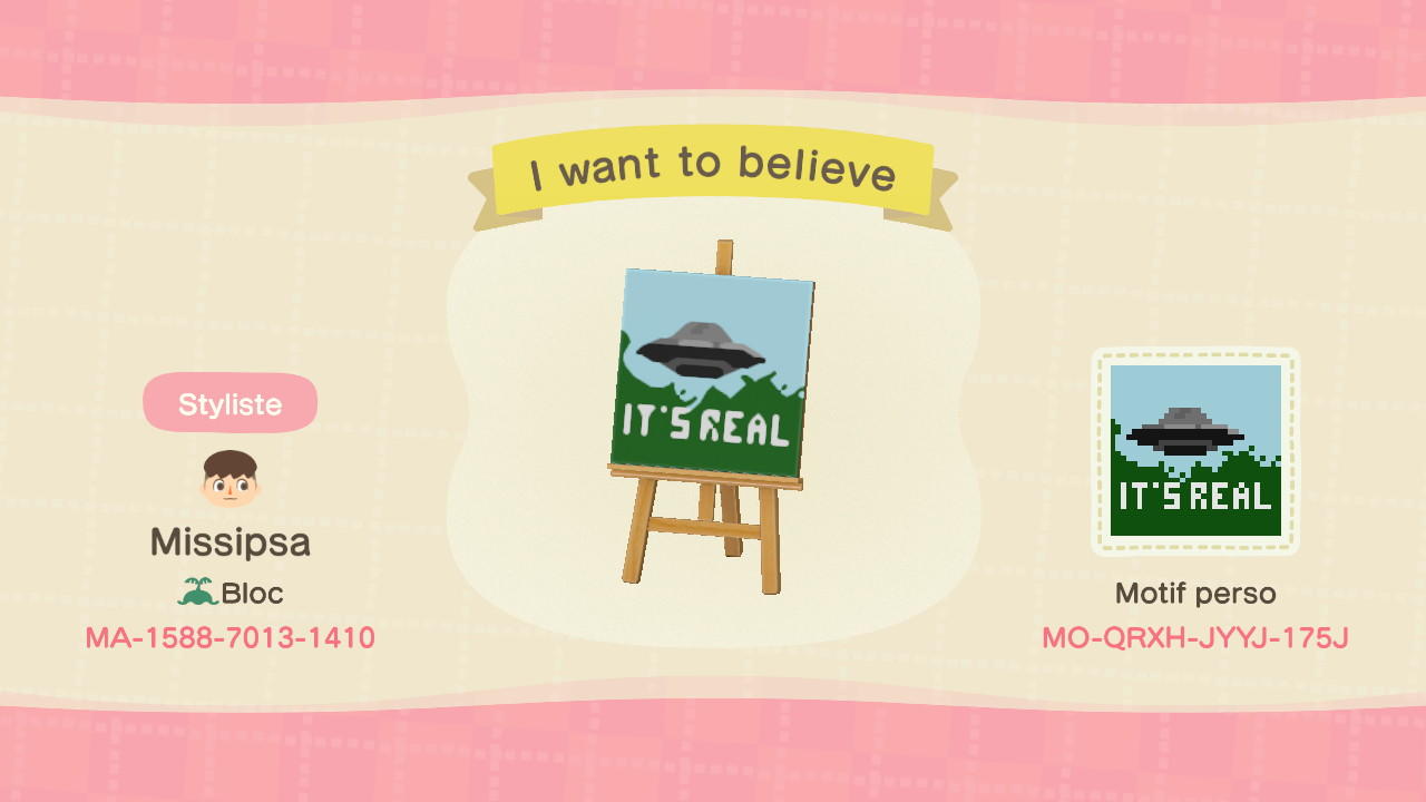 Animal Crossing Design Code: MO-QRXH-JYYJ-175J UFO Alien