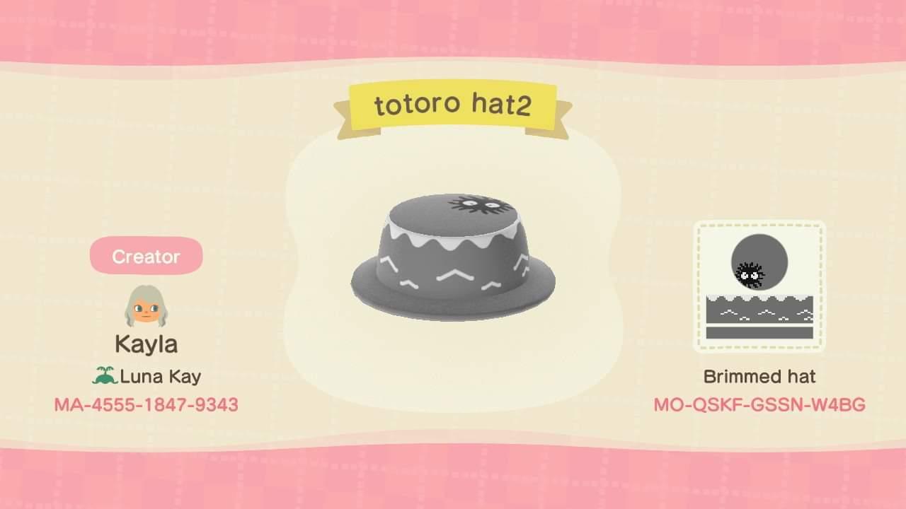 Animal Crossing Design Code: MO-QSKF-GSSN-W4BG Totoro Hat