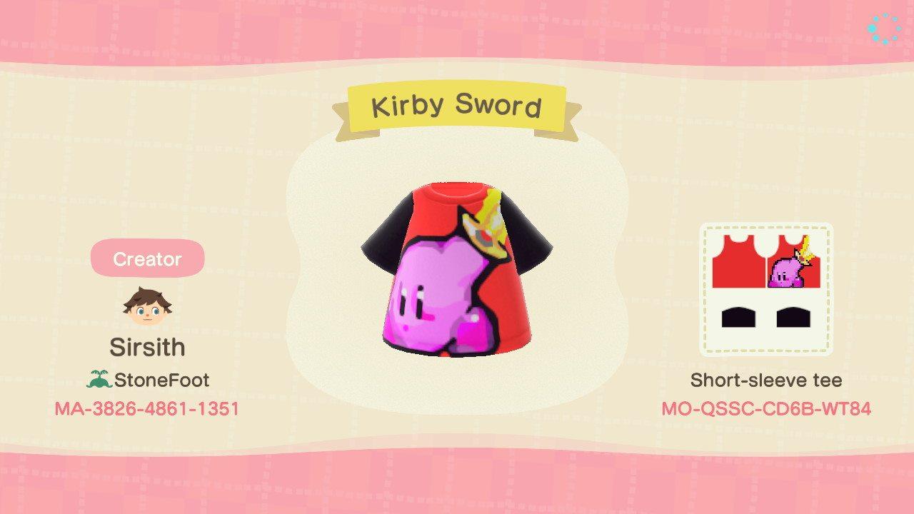 Animal Crossing Design Code: MO-QSSC-CD6B-WT84 Kirby sword