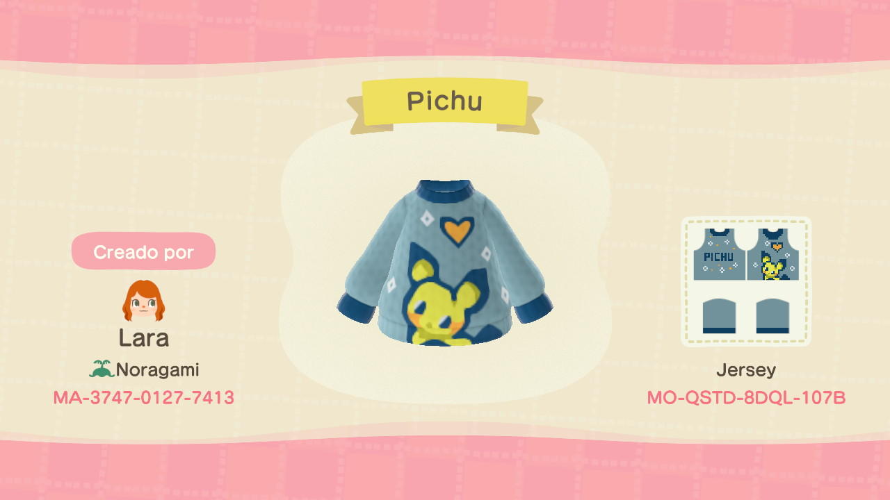 Animal Crossing Design Code: MO-QSTD-8DQL-107B Pichu