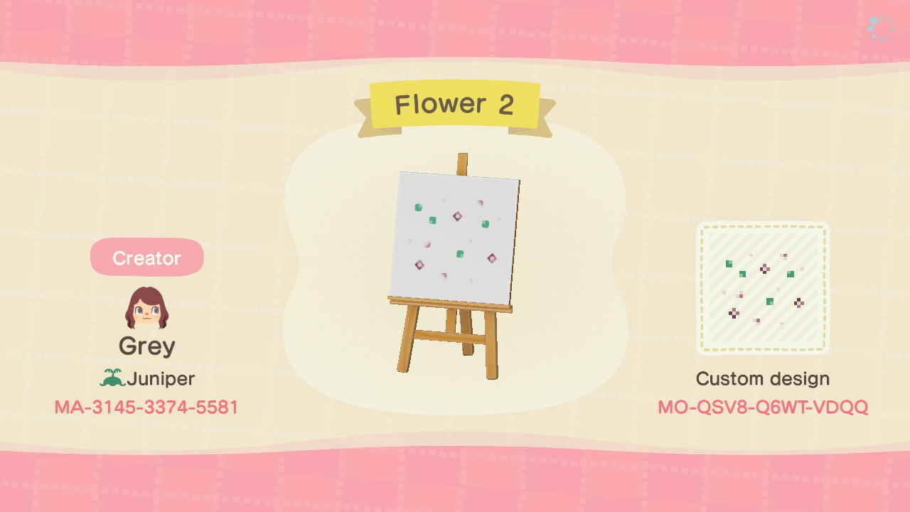 Animal Crossing Design Code: MO-QSV8-Q6WT-VDQQ Flower 2