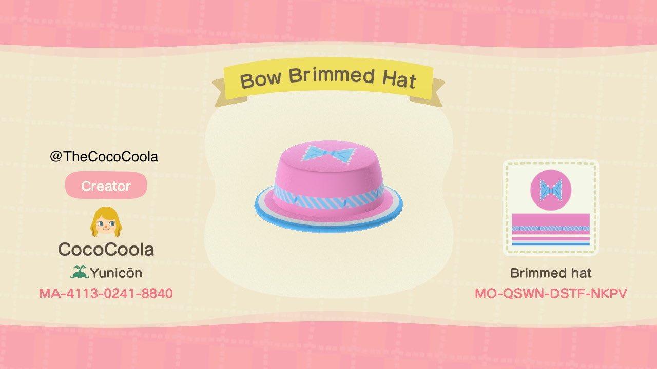 Animal Crossing Design Code: MO-QSWN-DSTF-NKPV Bow Brimmed Hat