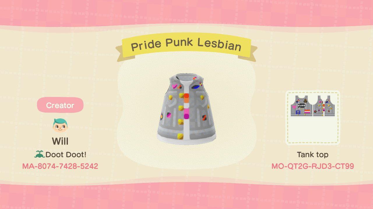Animal Crossing Design Code: MO-QT2G-RJD3-CT99 Pride Punk Lesbian