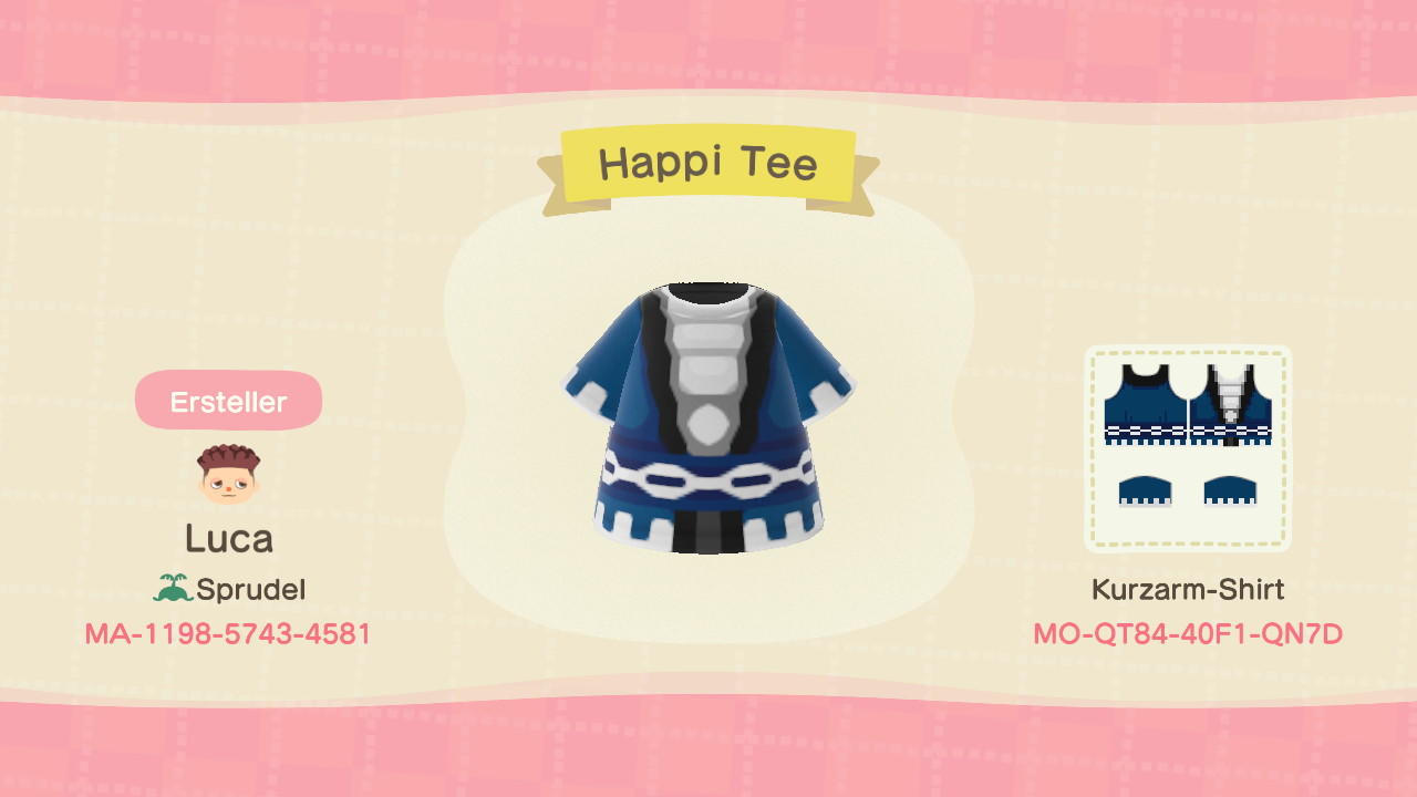 Animal Crossing Design Code: MO-QT84-40F1-QN7D Happi Tee