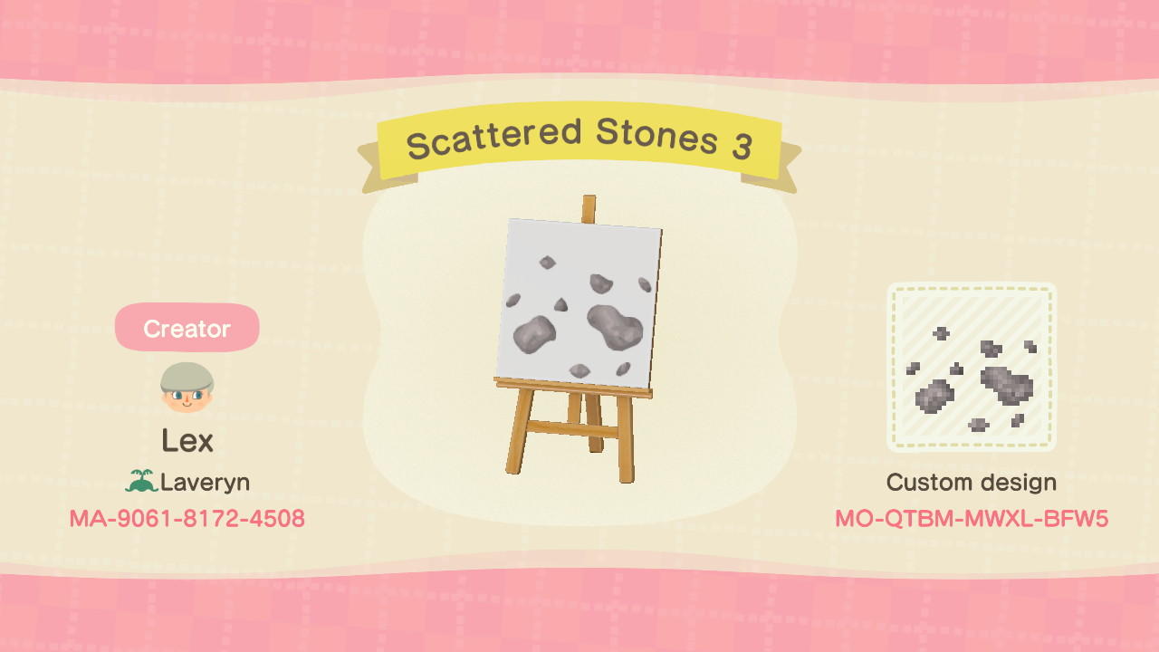 Animal Crossing Design Code: MO-QTBM-MWXL-BFW5 Scattered Stones 3