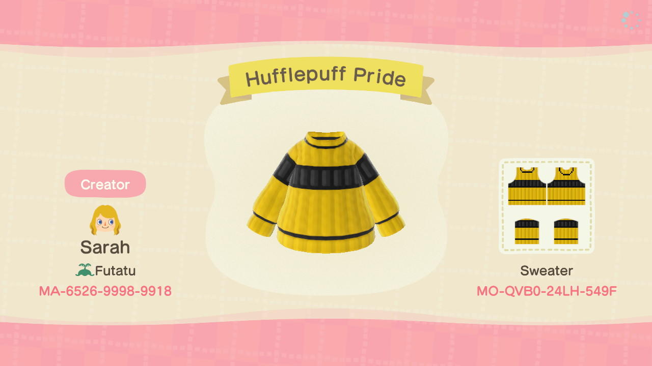 Animal Crossing Design Code: MO-QVB0-24LH-549F Hufflepuff Pride