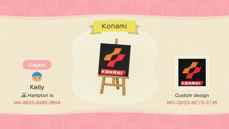 Animal Crossing Design Code: MO-QVG3-BC1S-3136 Konami