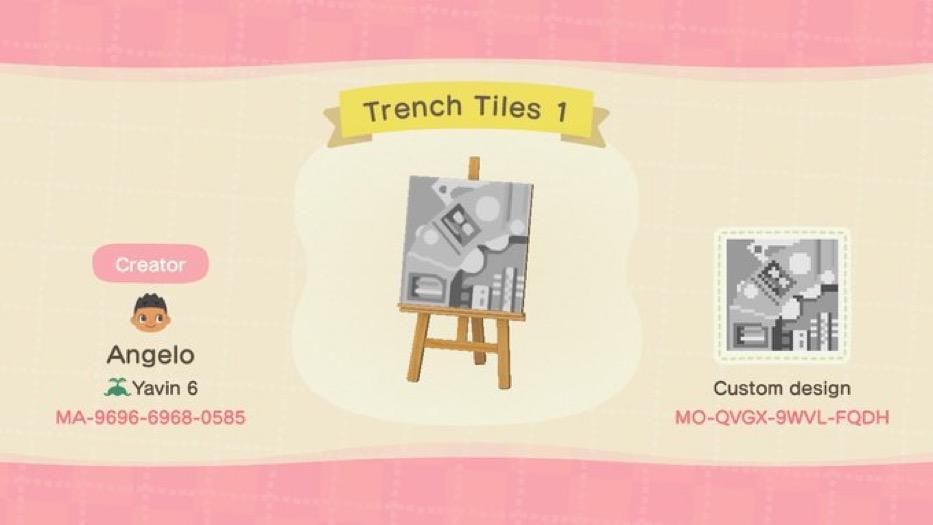 Animal Crossing Design Code: MO-QVGX-9WVL-FQDH Trench Tiles 1