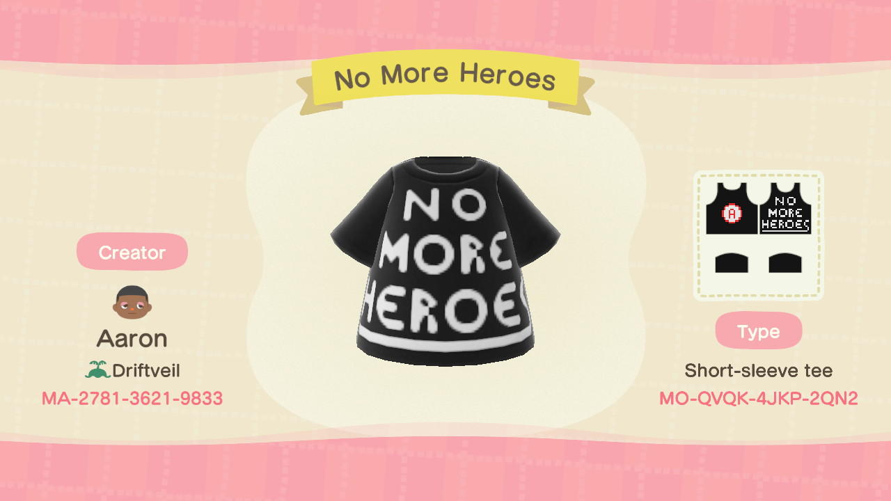 Animal Crossing Design Code: MO-QVQK-4JKP-2QN2 No More Heroes