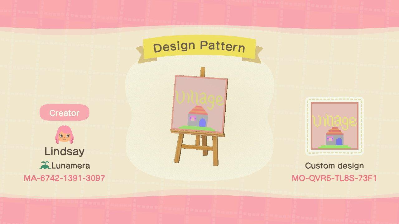 Animal Crossing Design Code: MO-QVR5-TL8S-73F1 Village sign
