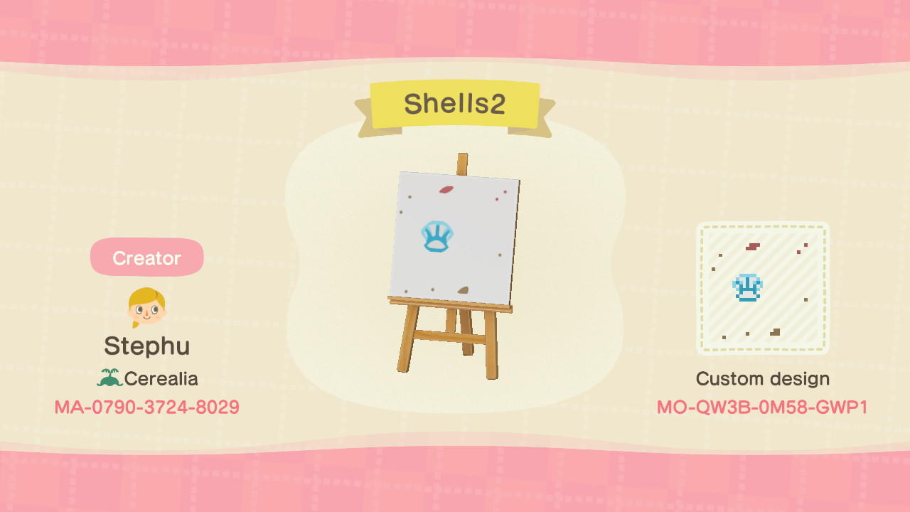 Animal Crossing Design Code: MO-QW3B-0M58-GWP1 Shells 2