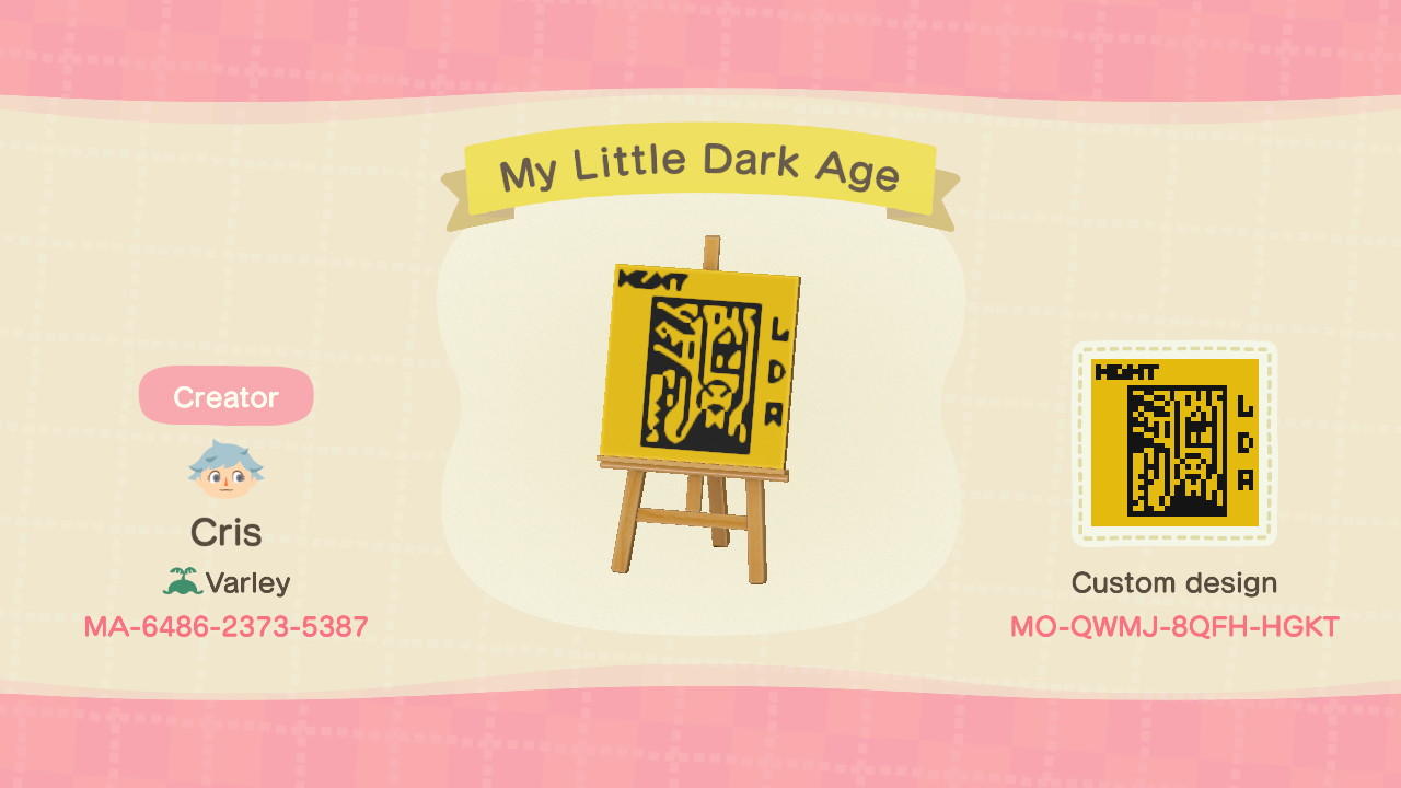 Animal Crossing Design Code: MO-QWMJ-8QFH-HGKT My Little Dark Age