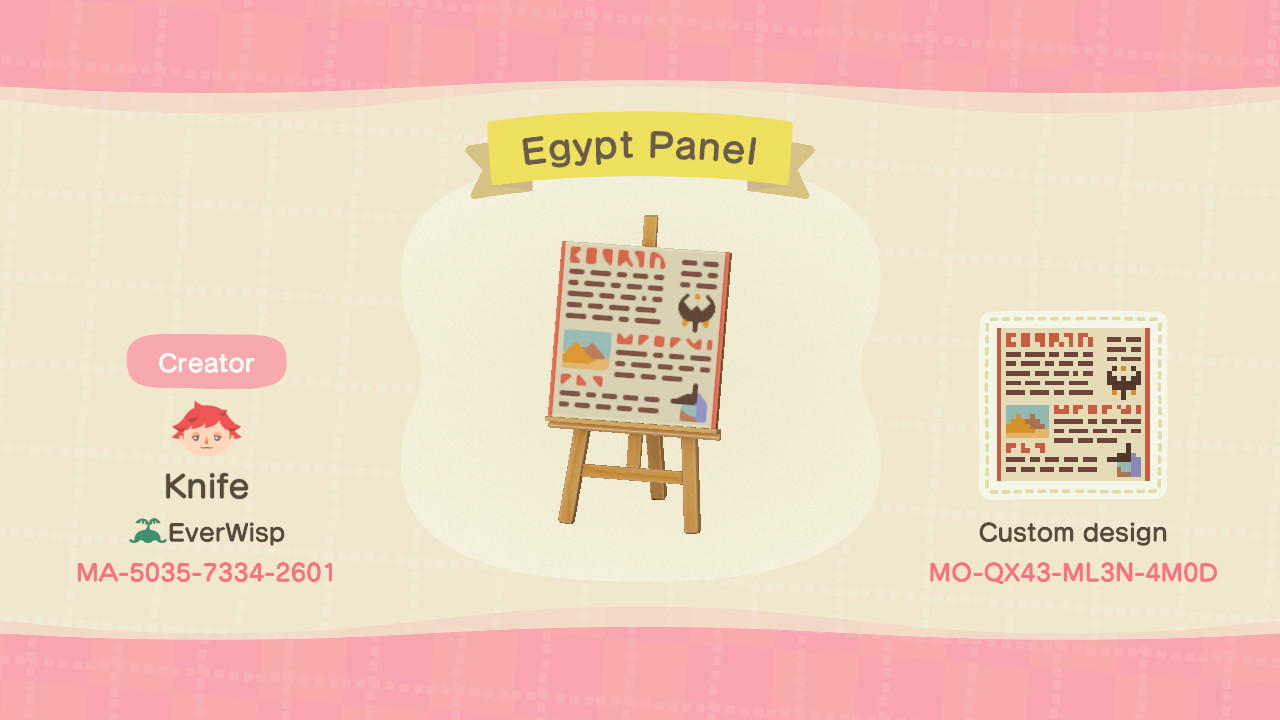 Animal Crossing Design Code: MO-QX48-ML3N-4M0D Egypt Panel