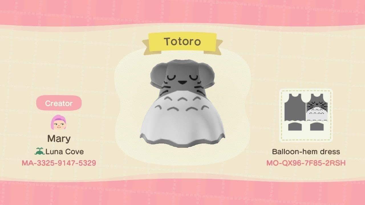 Animal Crossing Design Code: MO-QX96-7F85-2RSH Totoro Dress (1)