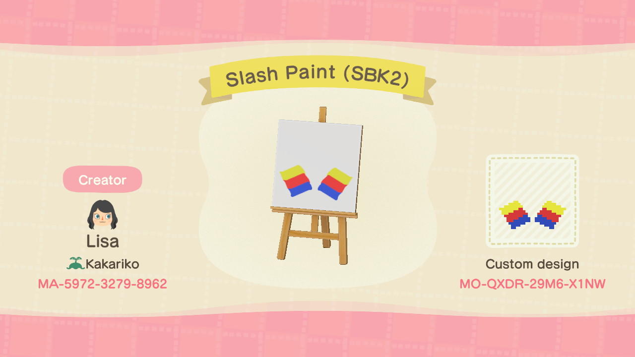 Animal Crossing Design Code: MO-QXDR-29M6-X1NW Slash Paint (SBK2)