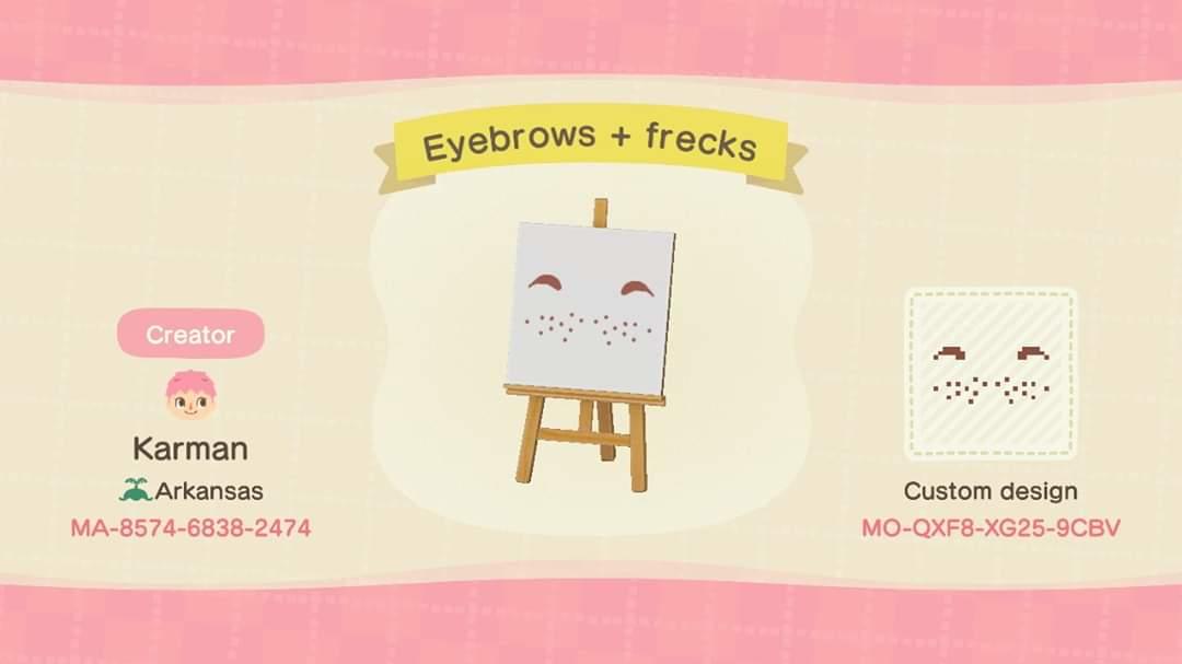 Animal Crossing Design Code: MO-QXF8-XG25-9CBV Eyebrows and Frecks